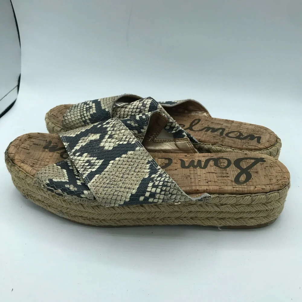 Sam Edelman Leather Snake Natty Platform Espadrille Sandal Slip On Shoes Size 9